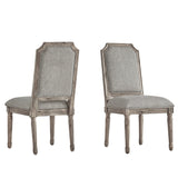 Homelegance By Top-Line Mayer Arched Linen and Wood Dining Chairs (Set of 2) Grey Rubberwood