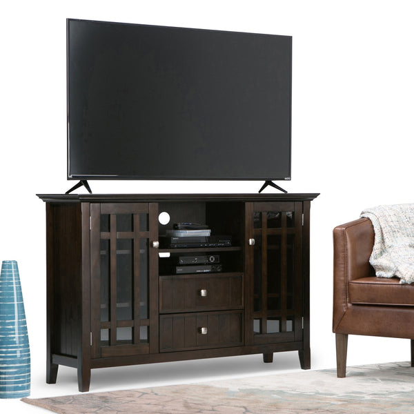 English Elm Bedford Tall TV Media Stand Dark Tobacco Brown – Handcrafted Solid Wood, 60" TV Capacity, Storage and Cord Management B136P158116
