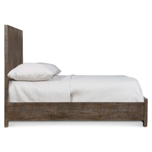 Bernhardt Bernhardt Fuller King Panel Bed In Sable Brown Distressed Pine — Retro 70S Modern Minimalist Centerpiece K1393