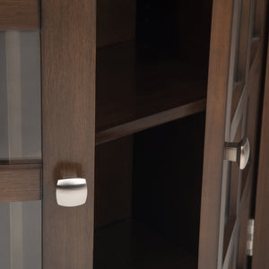 English Elm Acadian Entryway Storage Cabinet - Handcrafted Solid Wood In Natural Aged Brown With Glass Doors B136P159698
