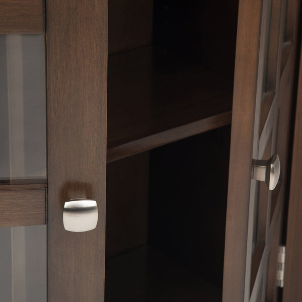 English Elm Acadian Entryway Storage Cabinet - Handcrafted Solid Wood In Natural Aged Brown With Glass Doors B136P159698