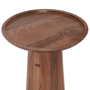 English Elm Dayton Handcrafted Wooden Accent Table with Sculptural Textured Finish — Multipurpose End or Side Table Dark Brown B136P158436