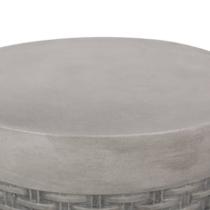 English Elm Outdoor Concrete Round Side Table Basket Weave Texture Patio Balcony Accent 73432.00