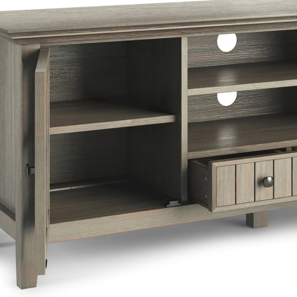 English Elm Acadian 60" Handcrafted Tv Media Stand In Distressed Grey With Storage & Cable Management Solutions B136P159683