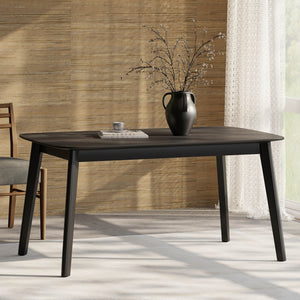 English Elm Christopher Knight Home® - DINING Mid-Century Solid Wood & Faux Wood Top Table with Rubberwood Legs, Sleek Rounded Edge Design Black 58907.00BLK