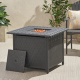 Christopher Knight Home® - Noble House - Aspen Outdoor Square Aluminum Fire Pit, Matte Black