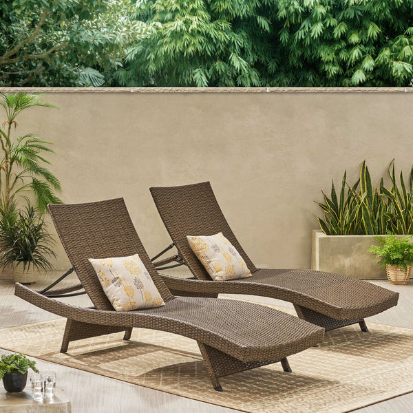 English Elm Christopher Knight Home® - Salem Pe Wicker Chaise Lounge Set – Durable Outdoor Loungers, Fully Assembled, Weather-Resistant Design 52005.00MCAMP2