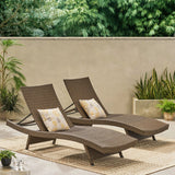 Christopher Knight Home® - Noble House - Salem Outdoor Mixed Mocha Wicker Armless Chaise Lounge - Set Of 2