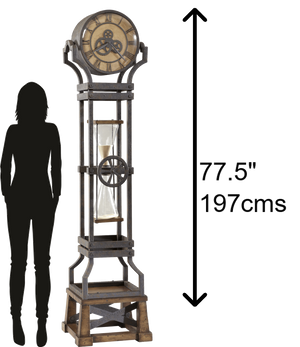 Hekman Furniture 615074 Hourglass Floor Clock - Steampunk Style Grandfather Clock With Chimes & Adjustable Hourglass  Hourglass Grandfather Clock 615074