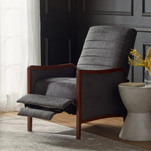 English Elm Christopher Knight Home® - Fabric Mid-Century Recliner Chair Grey – Pushback Upholstered Seat, Channel Stitching, Birch Wood Frame, Cozy 70451.00FGRY