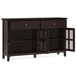 English Elm Artisan Solid Wood Large 4-Door Sideboard Buffet In Distressed Chestnut For Stylish Storage Solutions B136P158429