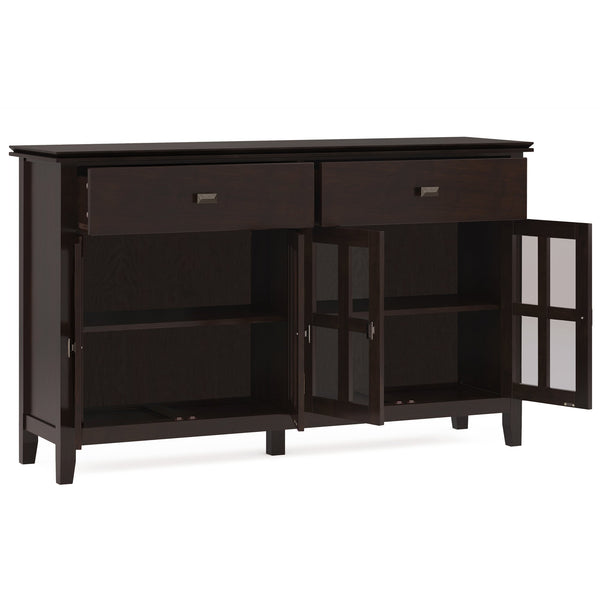 English Elm Artisan Solid Wood Large 4-Door Sideboard Buffet In Distressed Chestnut For Stylish Storage Solutions B136P158429