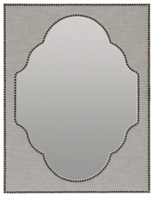 Hooker Furniture Boheme Linen-Wrapped Mirror With Antwerp Gray Fabric, Nailhead Trim & Dresser/Wall Mount Hardware 5750-90008-GRY