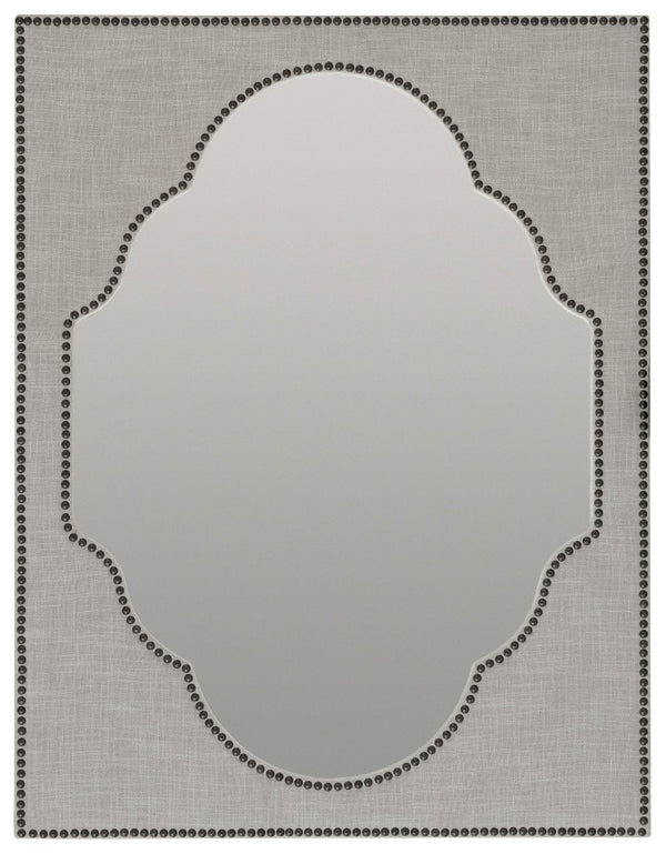 Hooker Furniture Boheme Linen-Wrapped Mirror With Antwerp Gray Fabric, Nailhead Trim & Dresser/Wall Mount Hardware 5750-90008-GRY