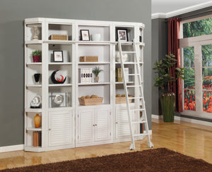 Boca 6 Piece Library Wall with Corner Bookcases Cottage White BOC-6PC-LIB-RNDWALL Parker House