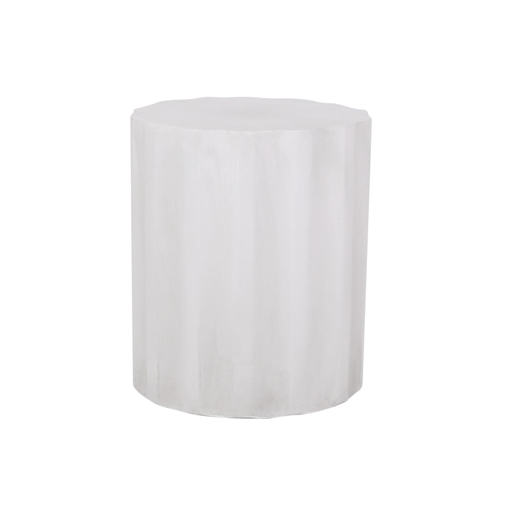 English Elm Outdoor Fluted Concrete Side Table Sculptural Wave Top Patio or Sunroom Accent 73434.00