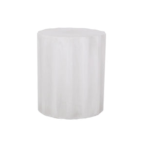 English Elm Outdoor Fluted Concrete Side Table Sculptural Wave Top Patio or Sunroom Accent 73434.00