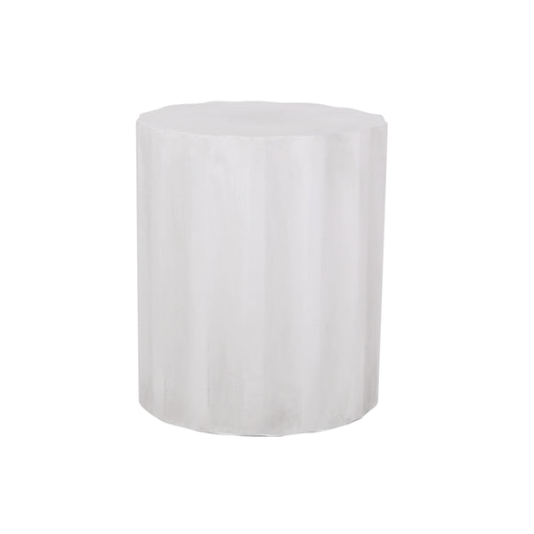 English Elm Outdoor Fluted Concrete Side Table Sculptural Wave Top Patio or Sunroom Accent 73434.00