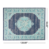 Christopher Knight Home® - Noble House - Derudder 7'10" X 10' Indoor/Outdoor Area Rug, Blue and Ivory