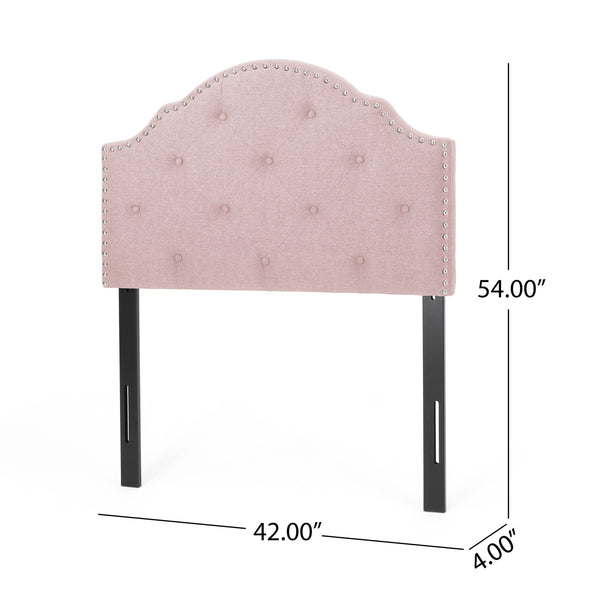 English Elm Christopher Knight Home® - Tufted Blush Upholstered Headboard Twin with Nailhead Trim, Adjustable Height, Button Diamond Stitch Elegance 66873.00LBLSH