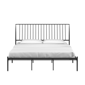 Homelegance By Top-Line Dante Metal Platform Bed with Curved Metal Headboard Black Metal