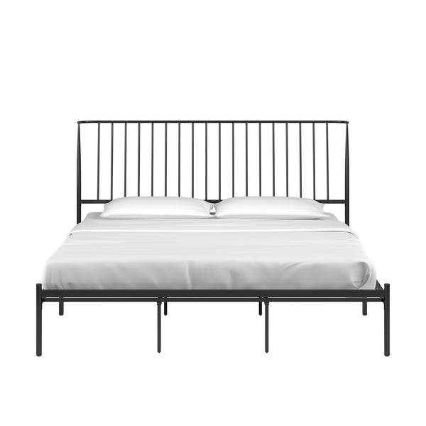 Homelegance By Top-Line Dante Metal Platform Bed with Curved Metal Headboard Black Metal