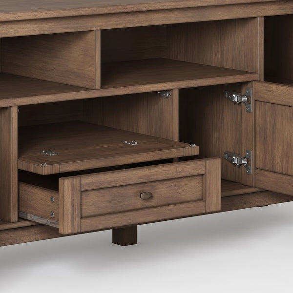 English Elm Warm Shaker 72" Tv Media Stand - Rustic Solid Wood With Storage & Cable Management For Modern Homes B136P159714-GIGA