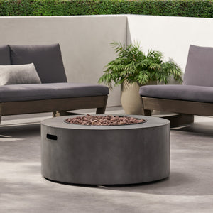 English Elm 32" Round Propane Fire Pit 40000 Btu Powder Coated Iron Outdoor Patio Centerpiece 67759.00CONRT-40K
