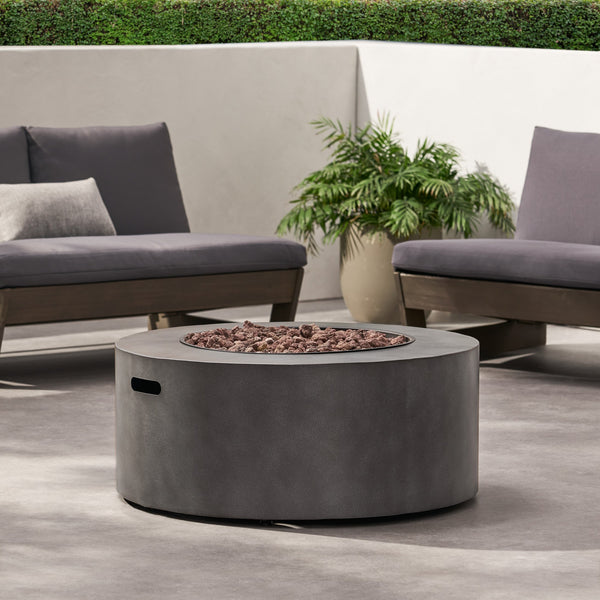 English Elm 32" Round Propane Fire Pit 40000 Btu Powder Coated Iron Outdoor Patio Centerpiece 67759.00CONRT-40K