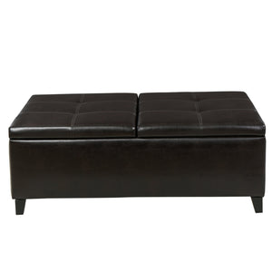 English Elm Lanister Double Lid Pu Leather Storage Ottoman for Living Room or Bedroom Use 57731.00BRN