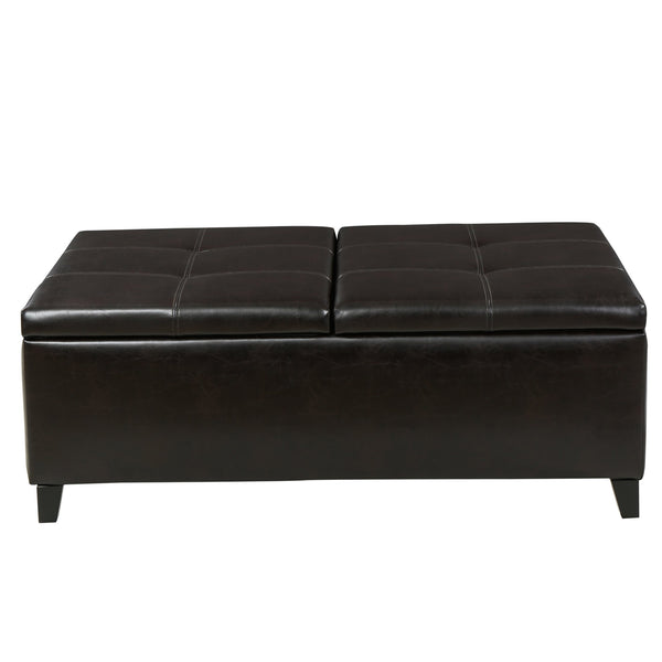 English Elm Lanister Double Lid Pu Leather Storage Ottoman for Living Room or Bedroom Use 57731.00BRN