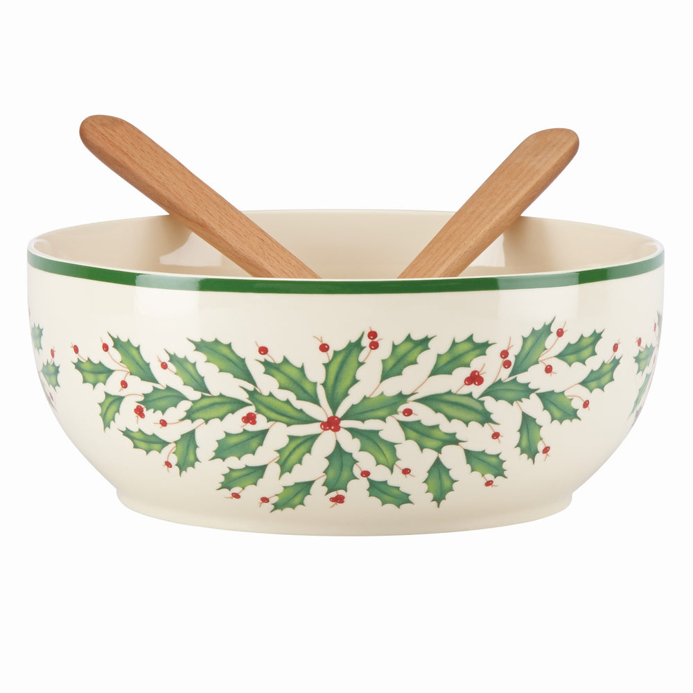 Lenox Holiday Salad Bowl & Servers Red & Green, IVORY PORCELAIN 853767