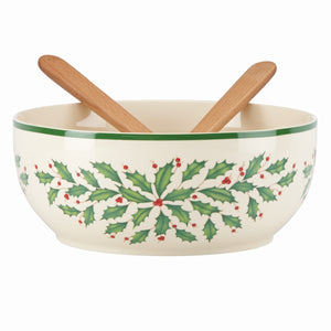 Lenox Holiday Salad Bowl & Servers Red & Green, IVORY PORCELAIN 853767