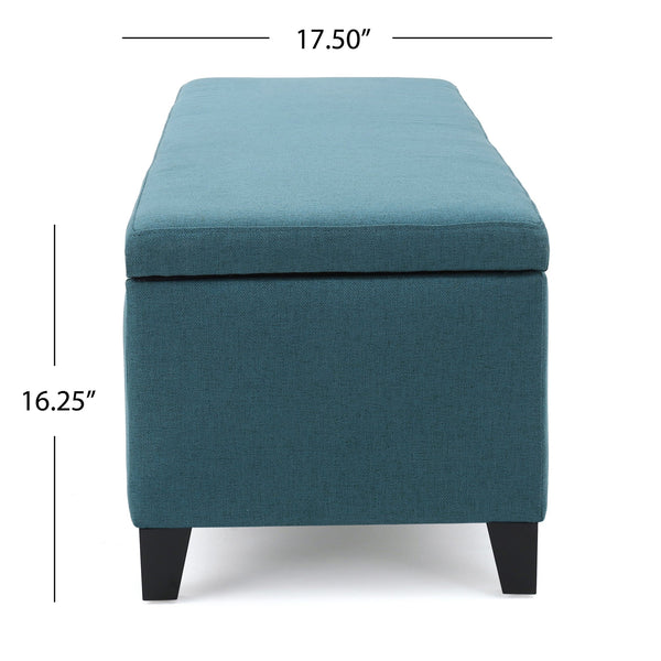 English Elm Ottoman Bench Seat with Lift Top Hidden Storage Polyester Upholstered Entryway Piece Teal 60159.00DTE