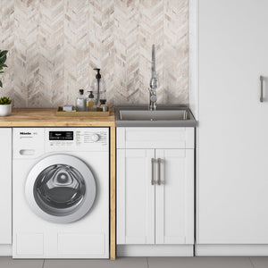 English Elm Hennessy - Stylish 20" Laundry Cabinet With Stainless Steel Sink & Chrome Faucet For Easy Cleaning B136P158796