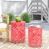 Christopher Knight Home® - Noble House - Mathena Outdoor Metal Side Tables - Set of 2