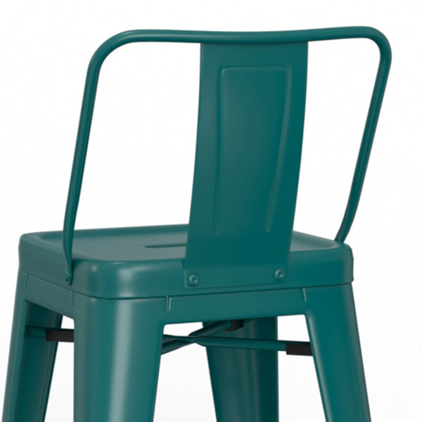 English Elm Rayne - Set Of 2 Teal Blue Metal Counter Stools With Curved Back - Stylish & Durable For Any Space B136P159484-GIGA