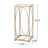 Christopher Knight Home® - Noble House - Bennion Modern Glam Glass Top End Table, Champagne Gold And Black