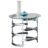 Steve Silver Tayside 3-Piece Glass Chrome Table Set in Gray