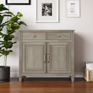 English Elm Connaught Solid Wood Entryway Storage Cabinet - Distressed Grey, Vintage Charm & Versatile Storage Solution B136P158541