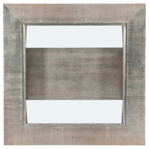 Hooker Furniture Melange Silver Leaf Saber Cocktail Table With Tempered Glass Top, Square Shelf Storage Centerpiece 628-80506-95