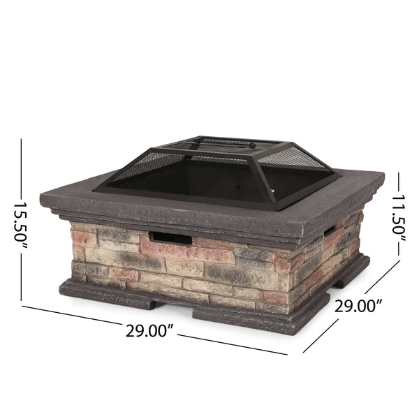 English Elm Mgo Square Wood Burning Fire Pit for Patio Backyard Gatherings Weatherproof Outdoor 72475.00