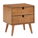 Homelegance By Top-Line Lucien Oak Finish 2-Drawer Nightstand Natural Rubberwood