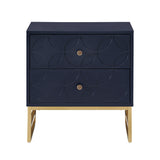 Homelegance By Top-Line Bellamy Arched Diamond Gold Metal End Table Blue Engineered Wood