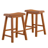 Homelegance By Top-Line Barrett Saddle Seat Counter Height Backless Stools (Set of 2) Oak Rubberwood