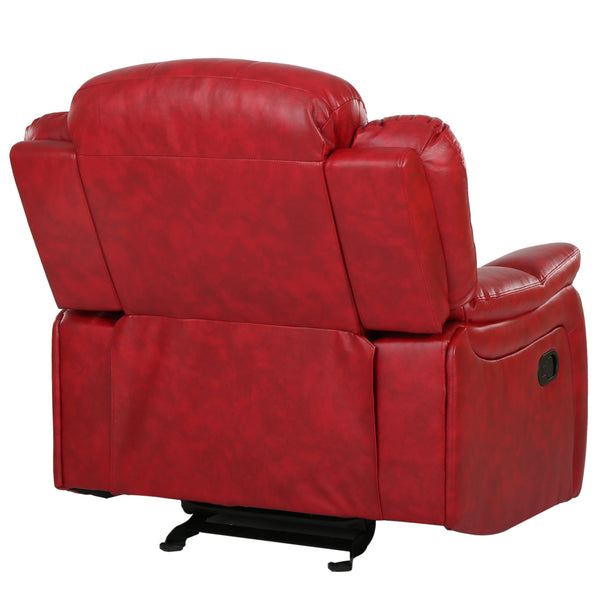 English Elm Christopher Knight Home® - Classic Glider Recliner with Luxurious PU Upholstery, Spacious Seat, Durable Frame, Ultimate Comfort Ox Blood Red 57412.00RED