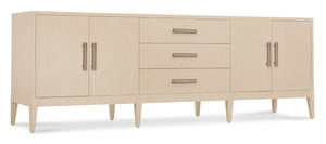 Hooker Furniture Westwood Polished Limestone Credenza With Quartered Oak Veneers, Radiance Hardware & Cable Management 6133-55486-80