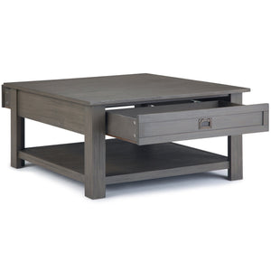 English Elm Monroe Square Coffee Table - Rustic Acacia With Storage, Farmhouse Grey Finish For Modern Living Spaces B136P158951