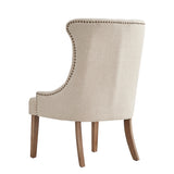 Homelegance By Top-Line Declan Upholstered Button Tufted Wingback Chair Light Natural Wood