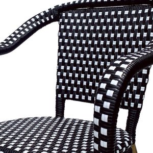 English Elm Bistro Chair Set of 2 French Country Woven Aluminum Outdoor Patio Seating Pair Black White 72906.00BLK